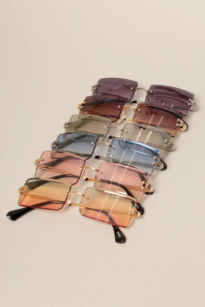 Rimless Rectangular Sunglasses