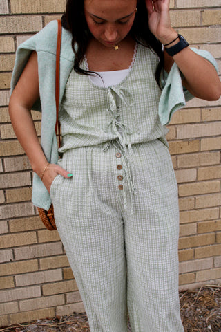 Simply Sage Seersucker Plaid Lounge Pants