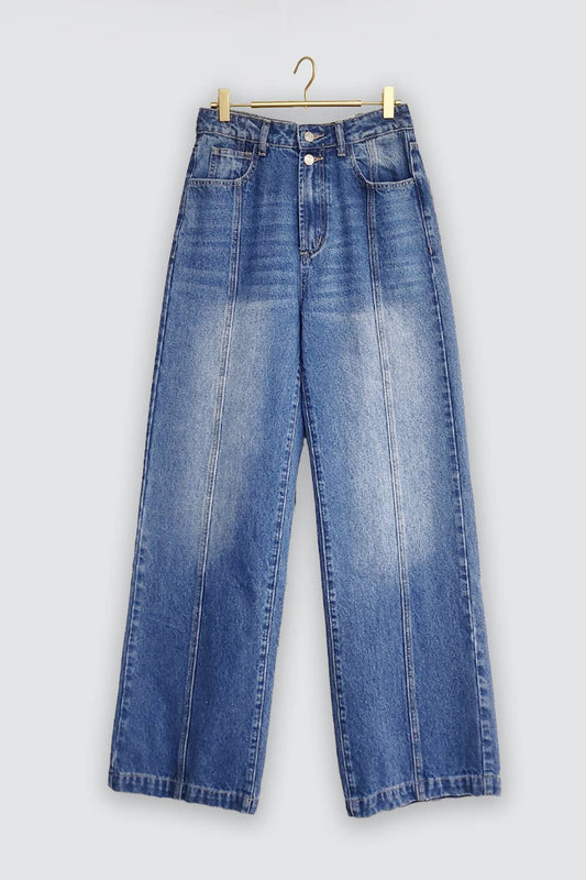 Jada Seam Detail High Waist Wide Leg Jeans