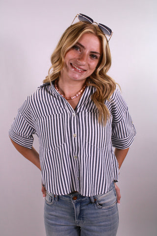 Harper Striped Pocket Top
