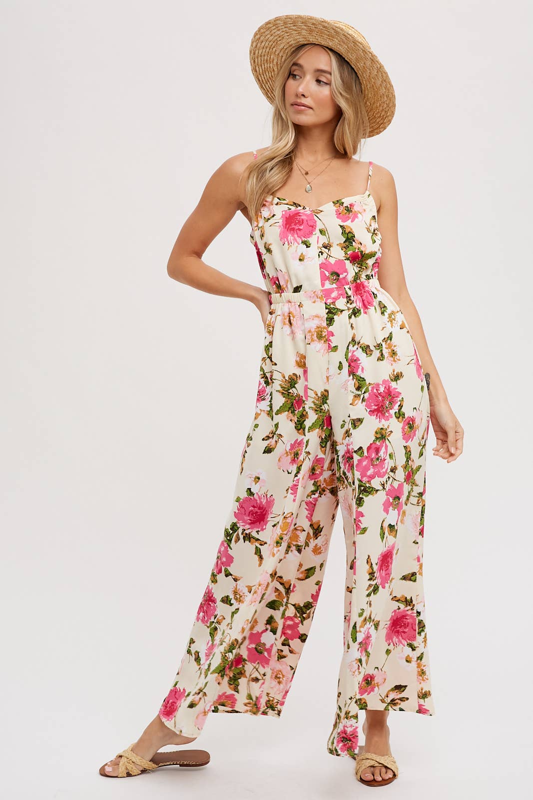 Open Back Floral Jumpsuit