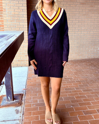 Corunna V-neck Mini Sweater Dress