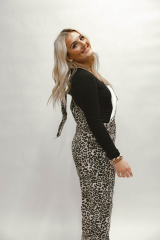 Leopard Slouchy Relax Fit Denim Overall