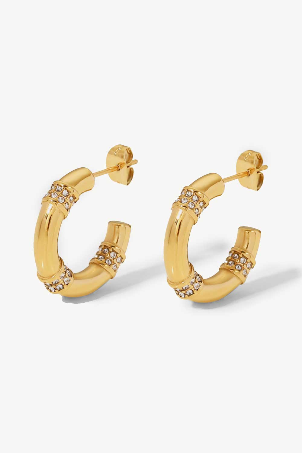 Rhinestone C-Hoop Earrings