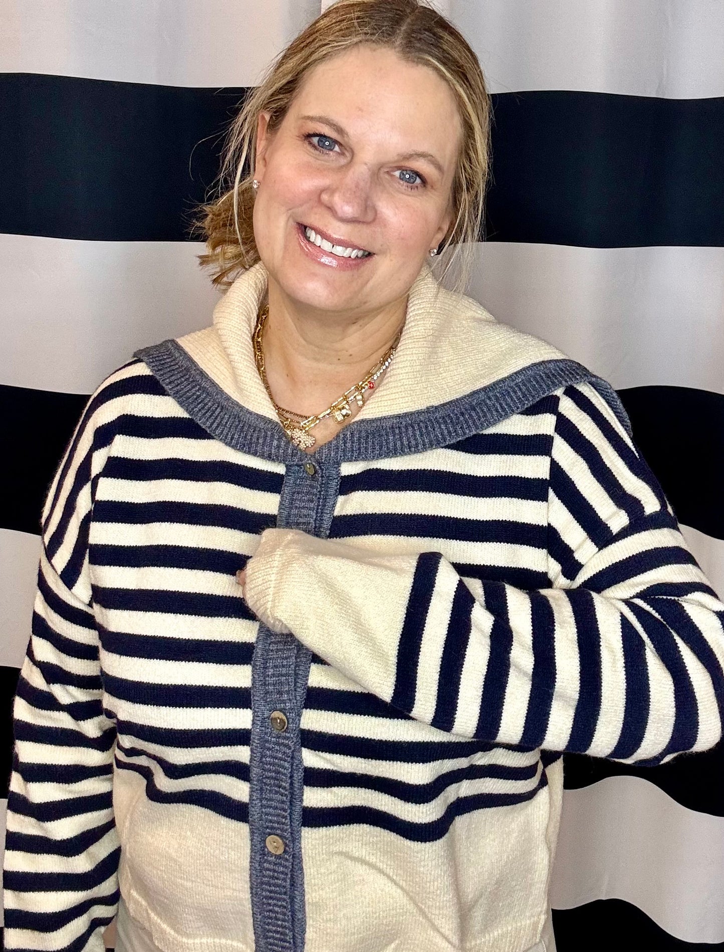 Striped Sailor Collar Sweater