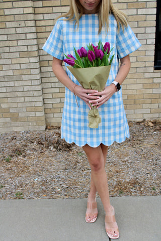 Poppy Plaid Scallop Mini Dress