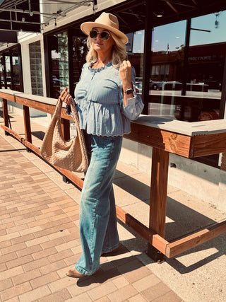 Belle Embroidered Ruffle Blouse