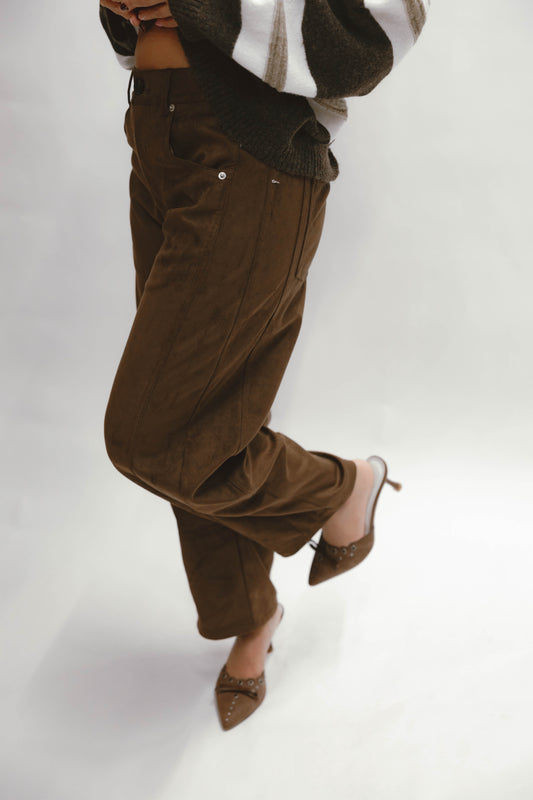 Latte Slouchy Suede Pants