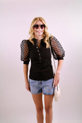 Colette Mixed Media Polka Dot Sleeve