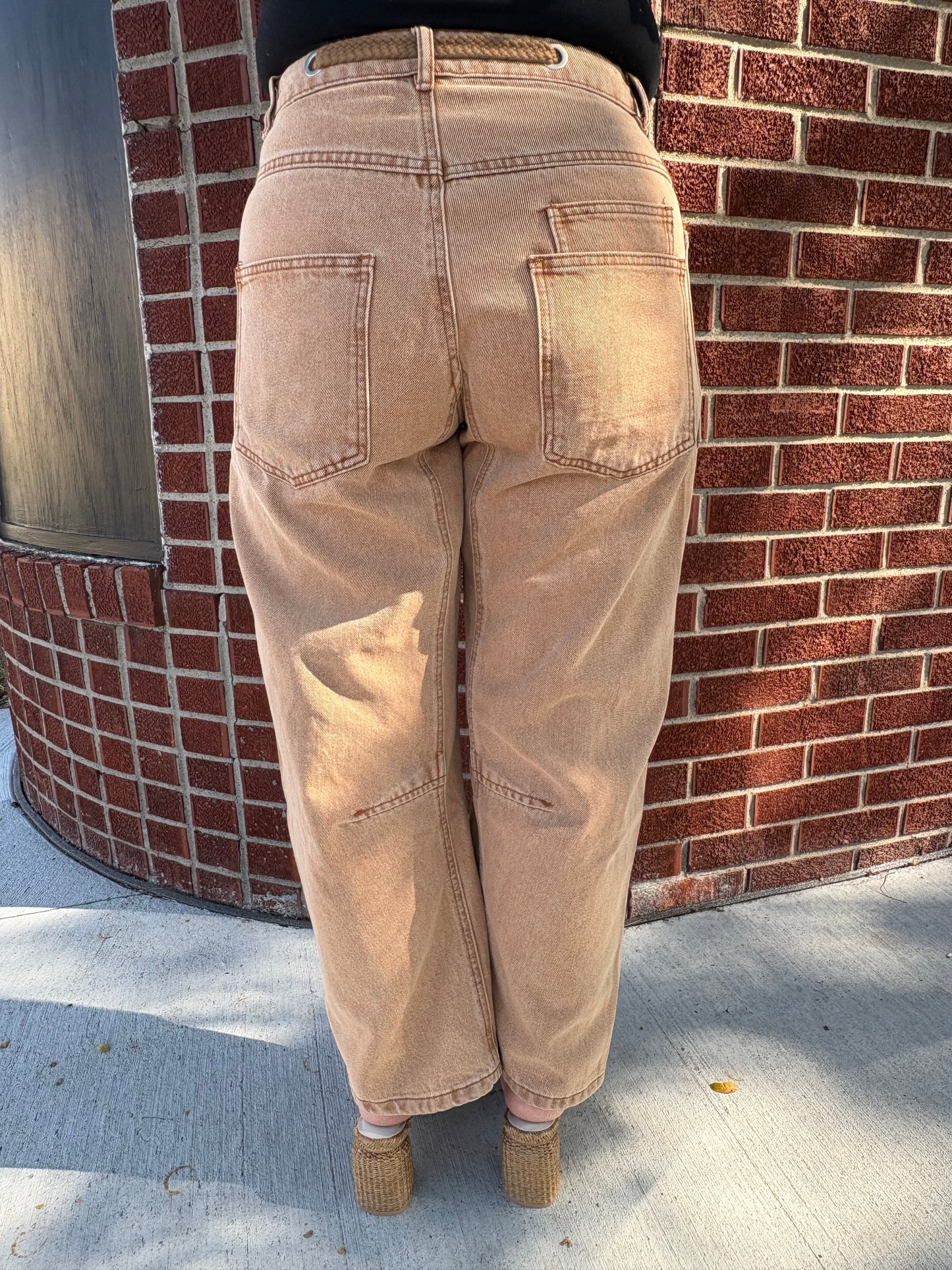 Baker Barrel Denim Pants With Eyelet Waist