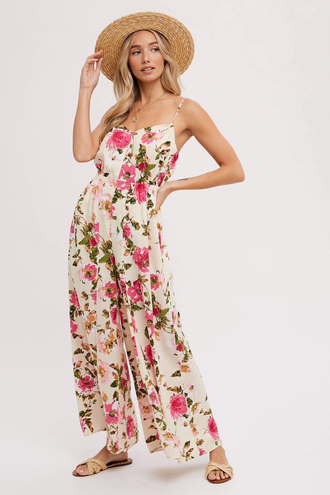 Open Back Floral Jumpsuit