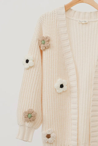 3D Chunky Flower Cardigan