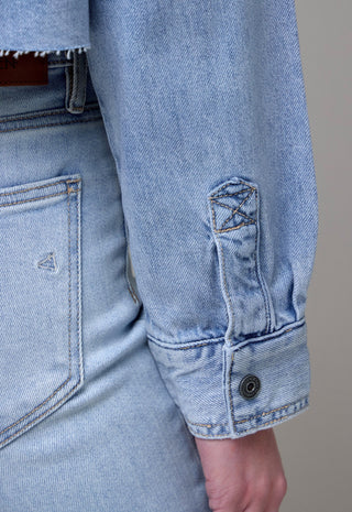 Hidden Vintage Wash Cropped Denim Shirt