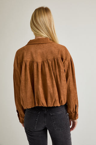 Charlie Shirring Detail Suede Jacket