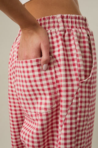 Cherry Picnic Gingham Barrel Pants