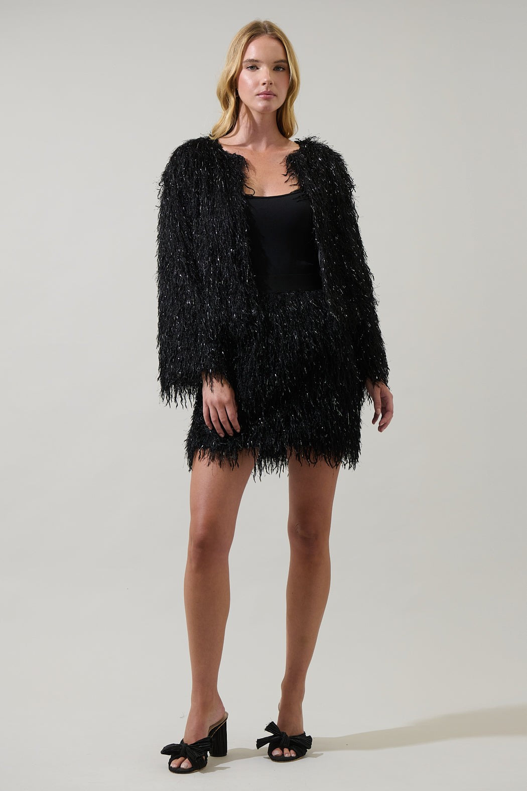 Himari Metallic Fringe Mini Skirt