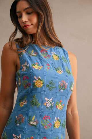 Sweet Pea Embroidered Mini Dress