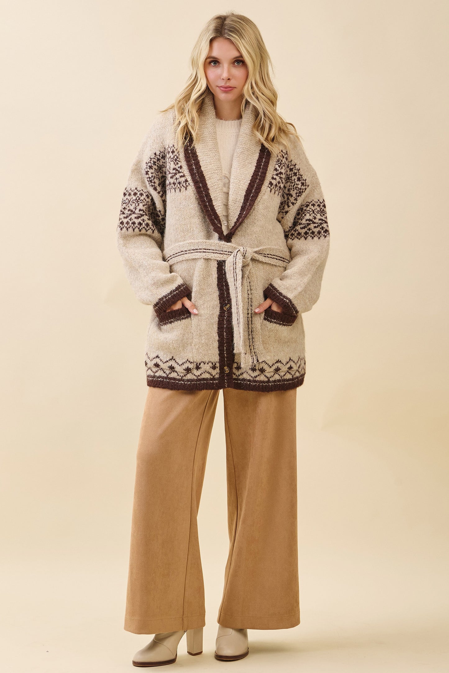 Cabin Fuzzy Knit Belted Cardigan