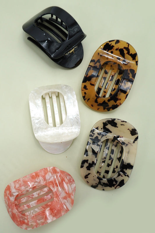 Jumbo Lay Flat Oval Hair Claw Clips