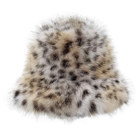 Faux Fur Leopard Bucket Hat