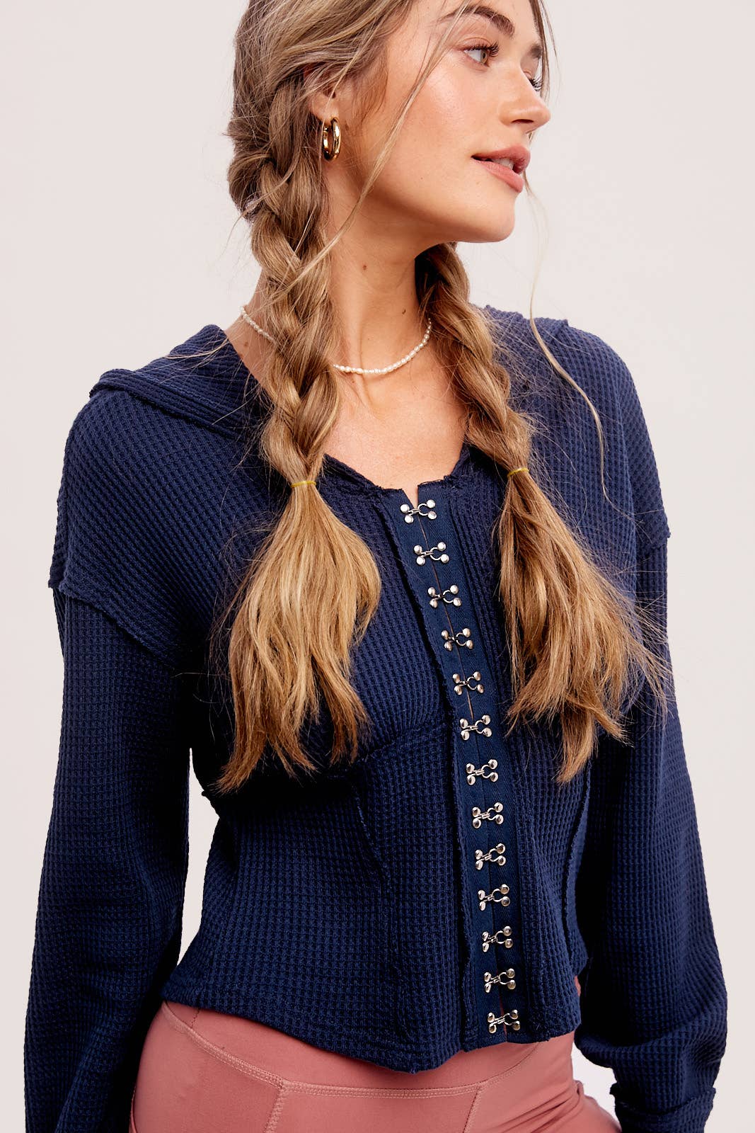 Kourtney Waffle Knit Corset Hoodie