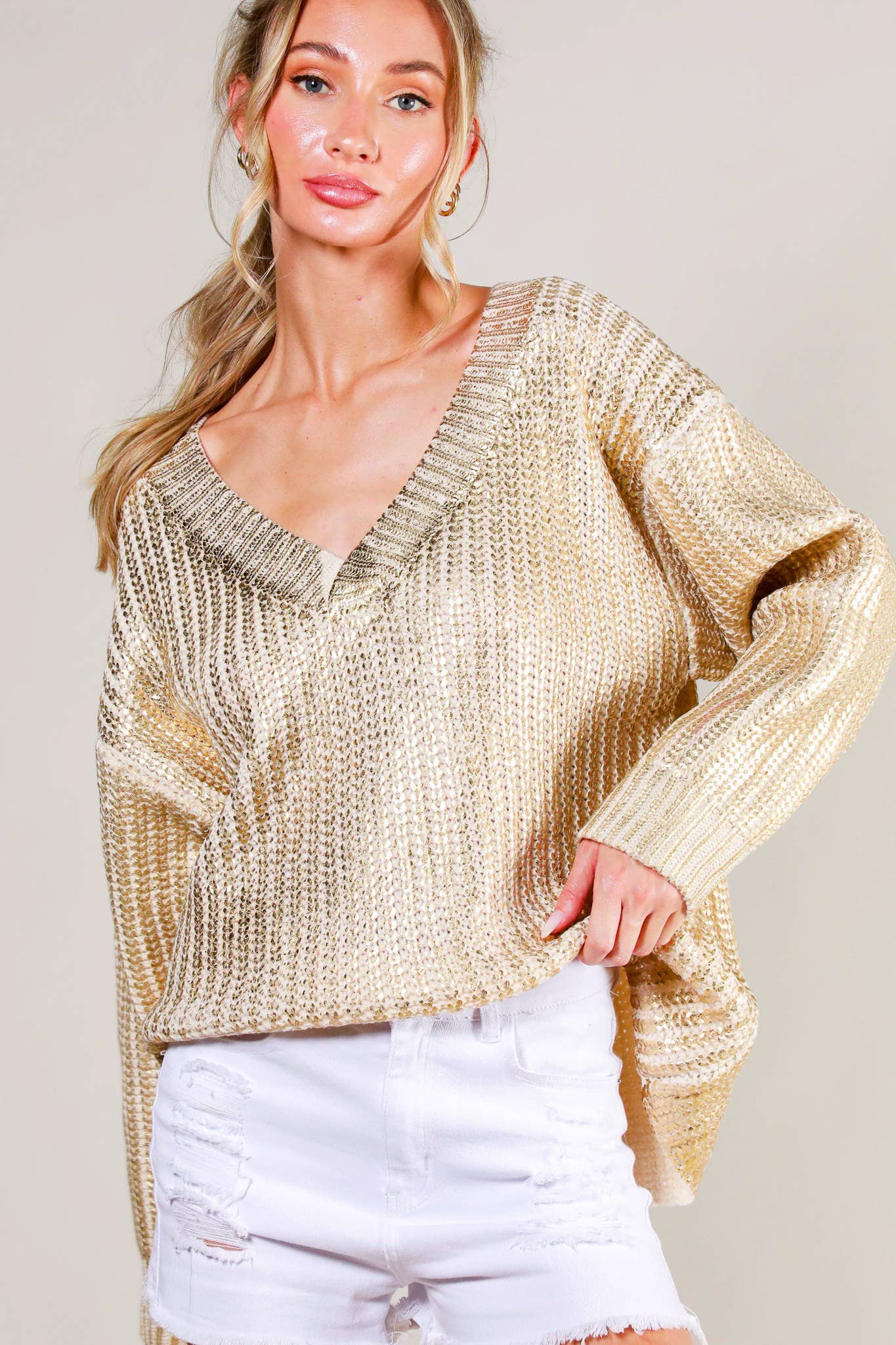 Long clearance gold sweater