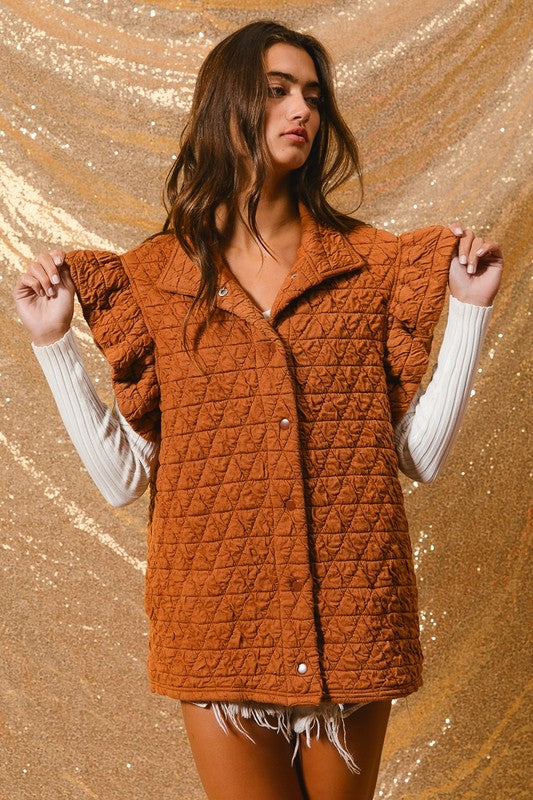 Quilted Ruffle Sleeve Vest