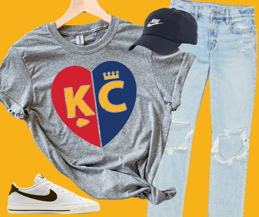 Solid Red/Blue KC Split Heart
