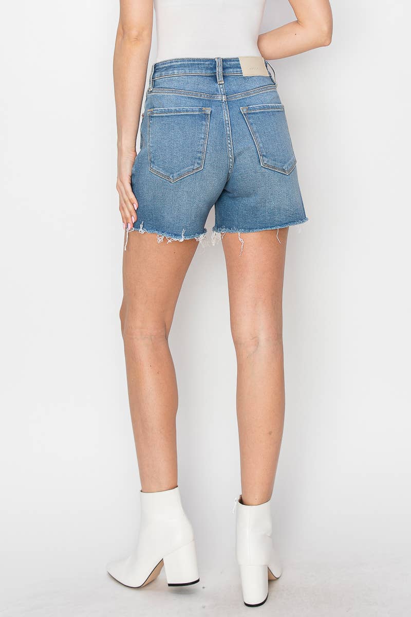 Jessica High Rise Denim Midi Shorts