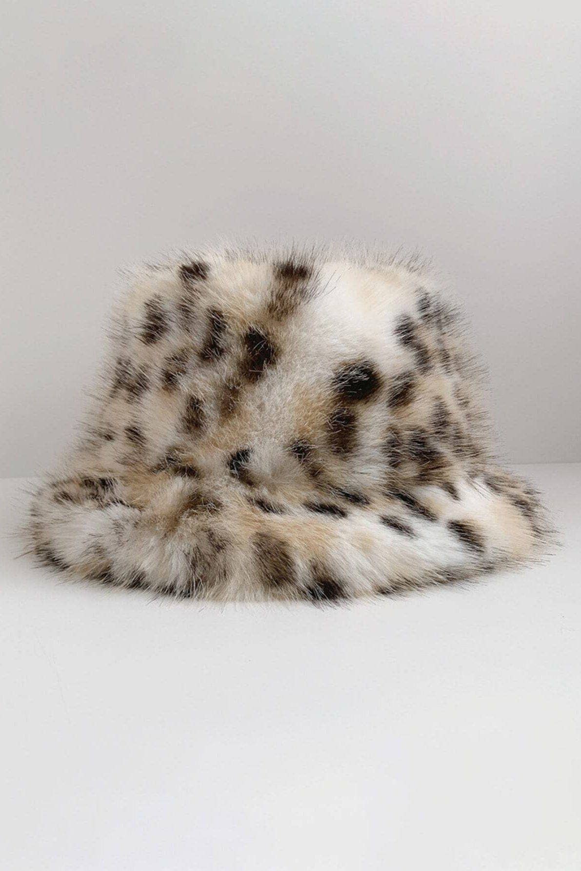 Faux Fur Leopard Bucket Hat