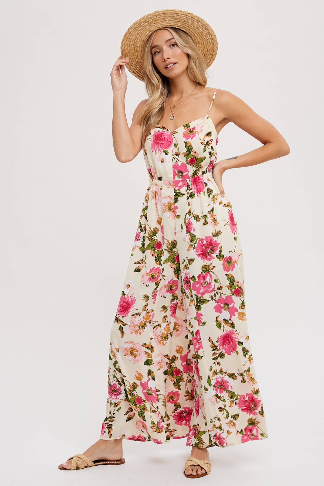 Open Back Floral Jumpsuit