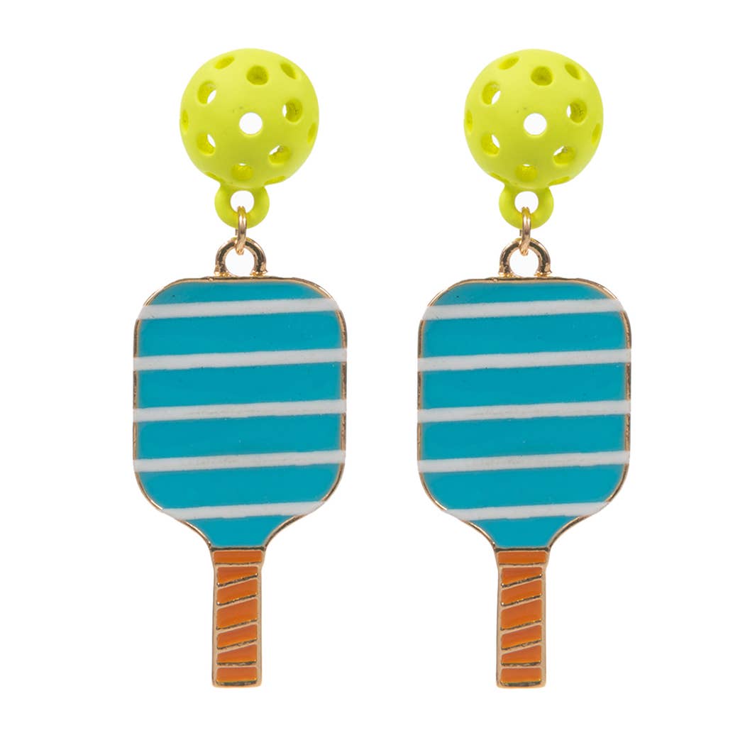 Striped Pickleball Earrings