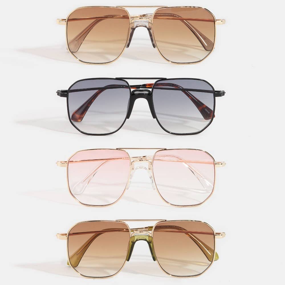 Simple Square Aviator Sunglasses Set
