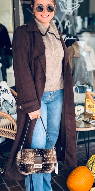 Randi Suede Long Trench Coat
