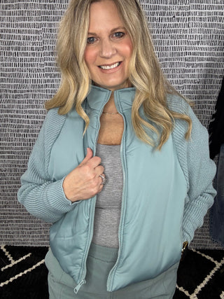 Nylon Trim Hybrid Zip Up