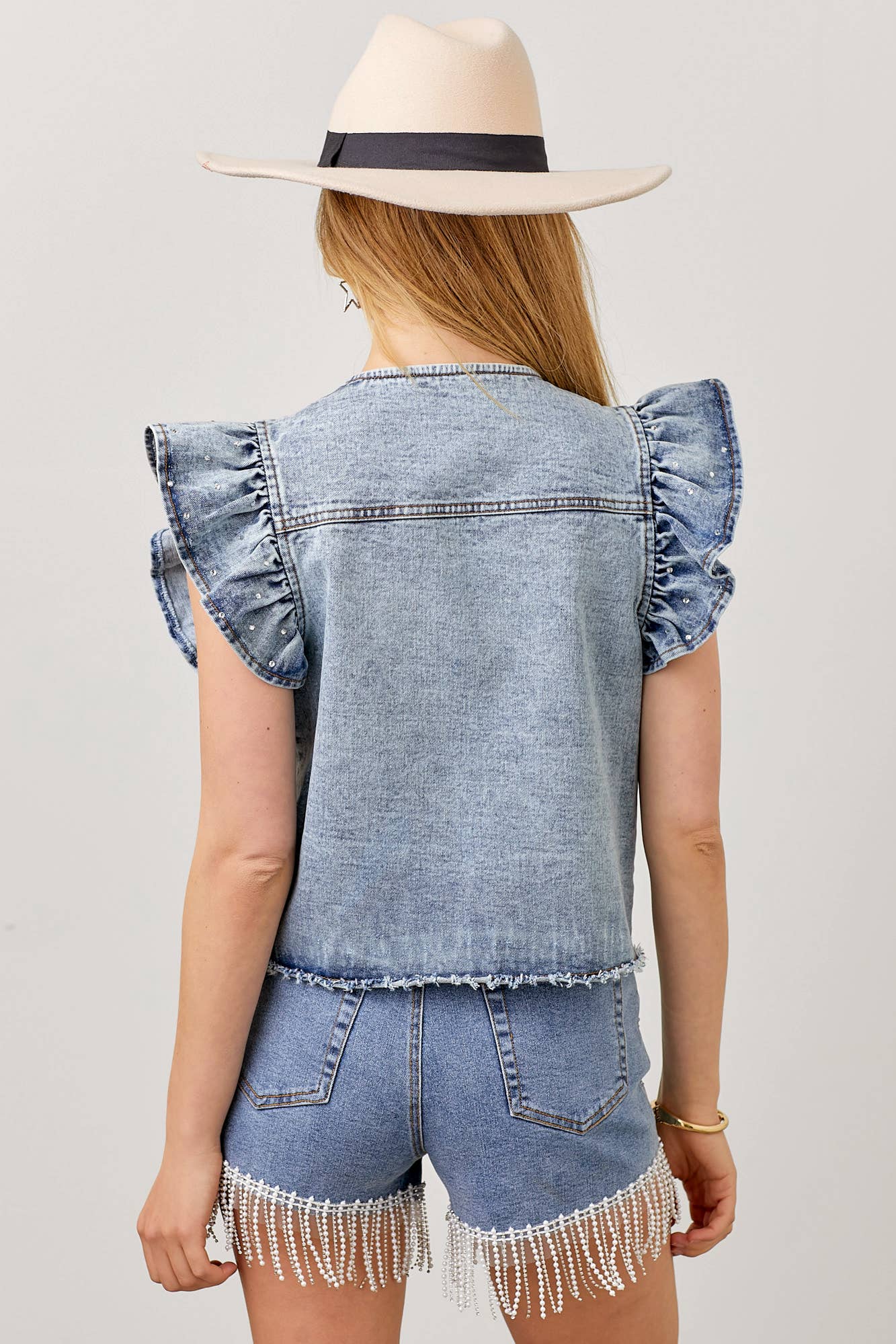 Jessie Ruffle Denim Vest