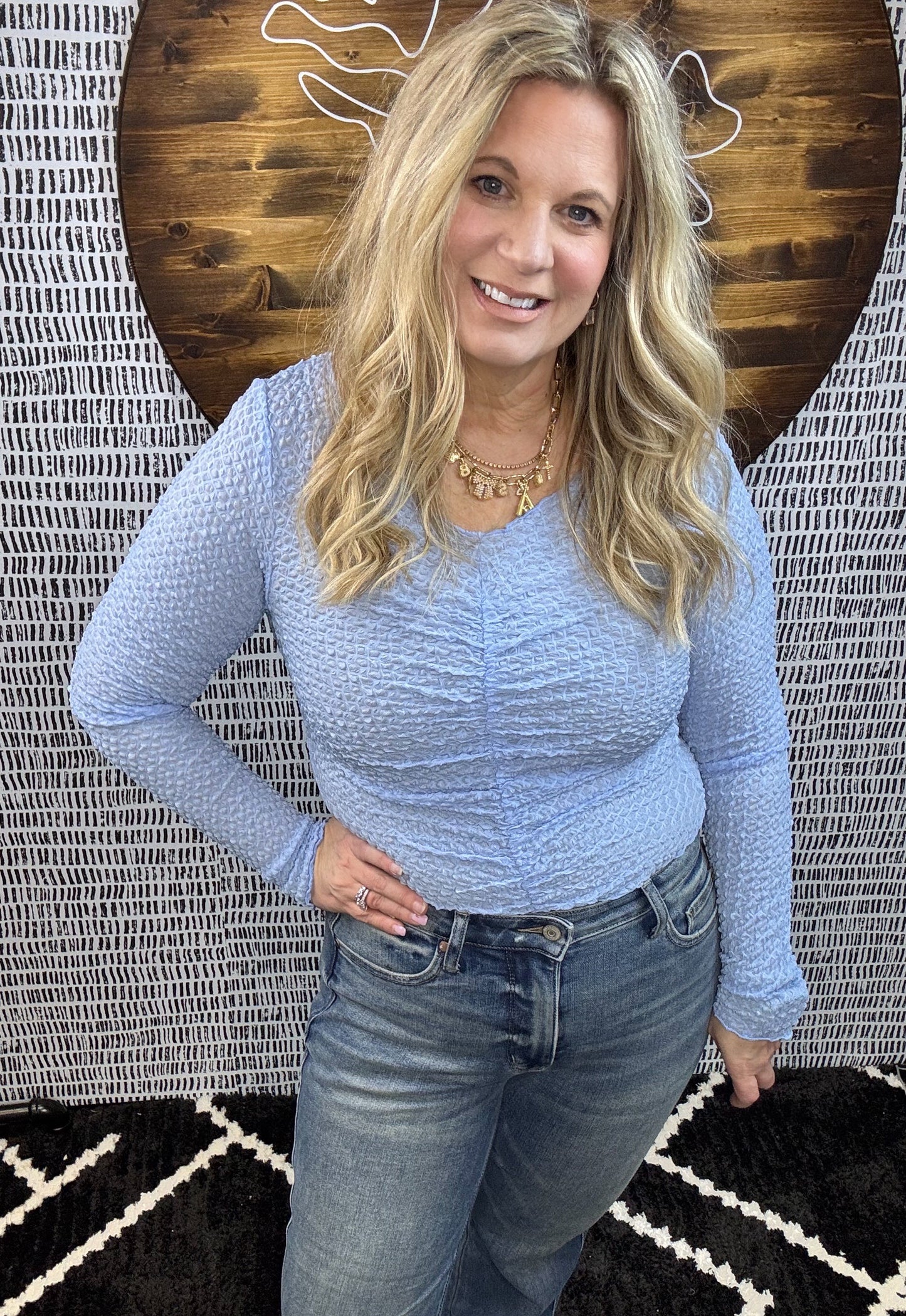 V-Neck Cinched Bodycon Top