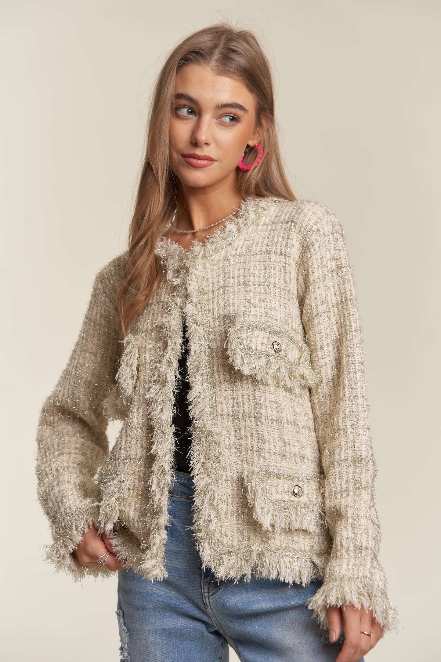 Lurex Tweed Sweater Blazer