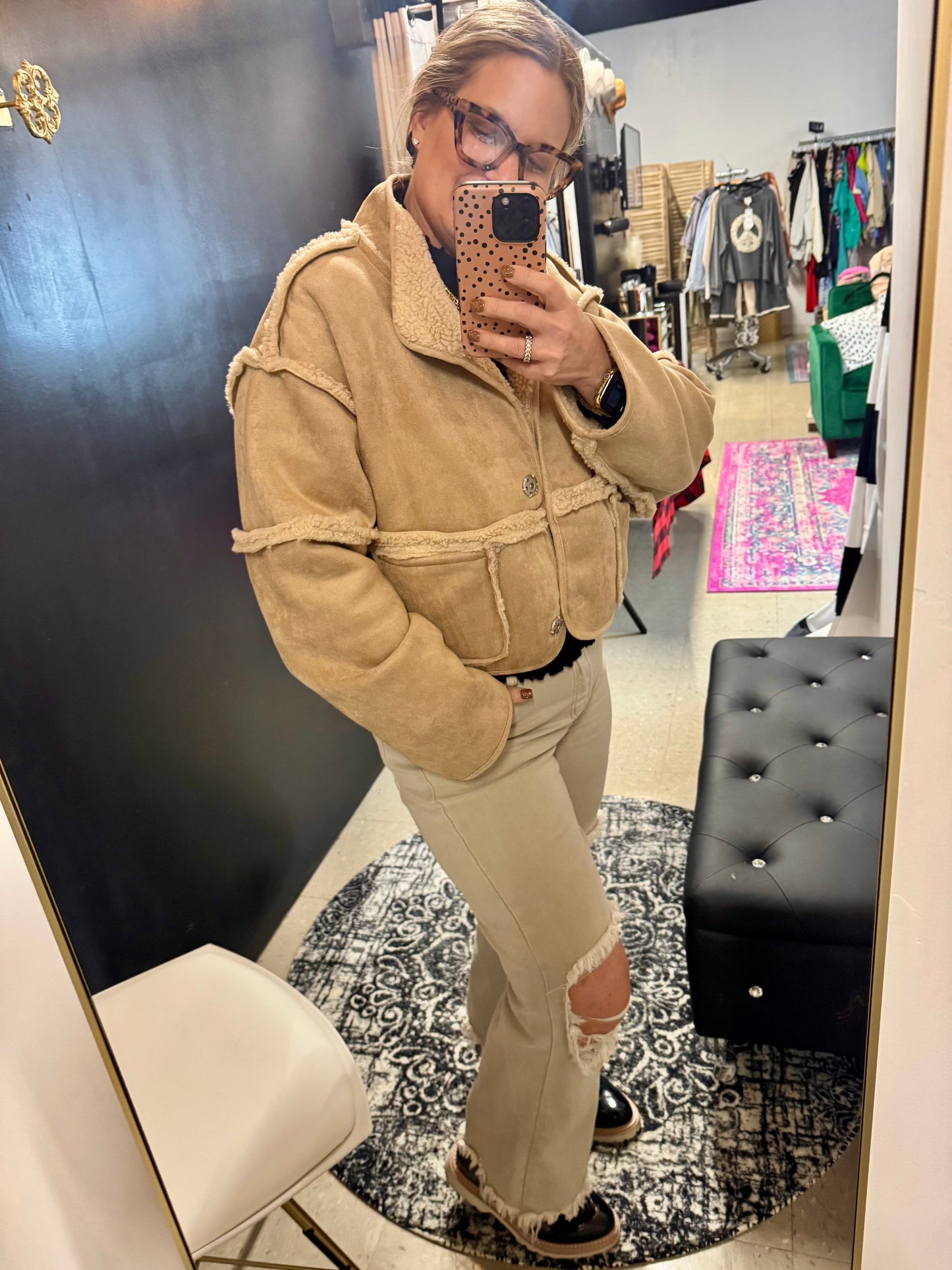 Suede/Sherpa Reversible Jacket