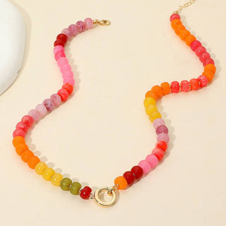 Mia Metal Clasp Accent Gradient Beaded Necklace