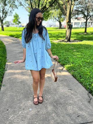 Petals & Picnics Mini Denim Romper