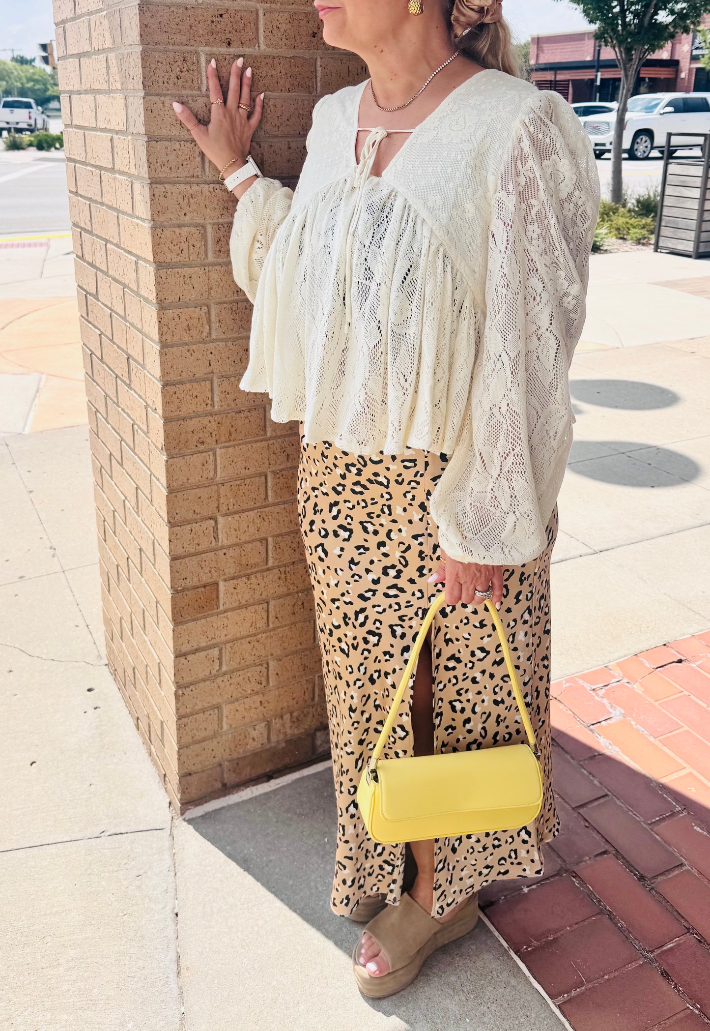 Layla Leopard Satin Midi Skirt