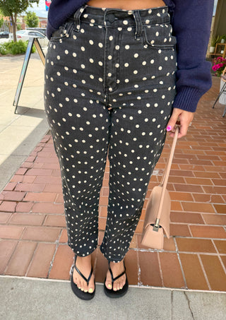 JBD Vintage Polka Dot Straight Jeans