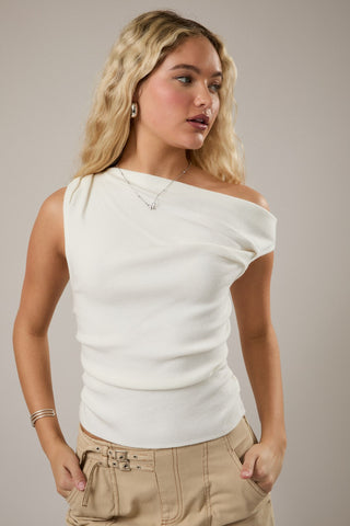 Layle Asymmetrical Neck Sweater Top
