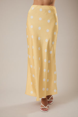 Dotty Satin Midi Skirt