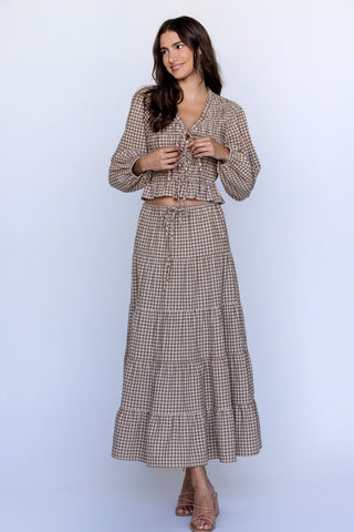 Ginni Gingham Maxi Tiered Skirt