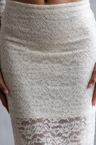 Bren Floral Laced Bodycon Midi Skirt