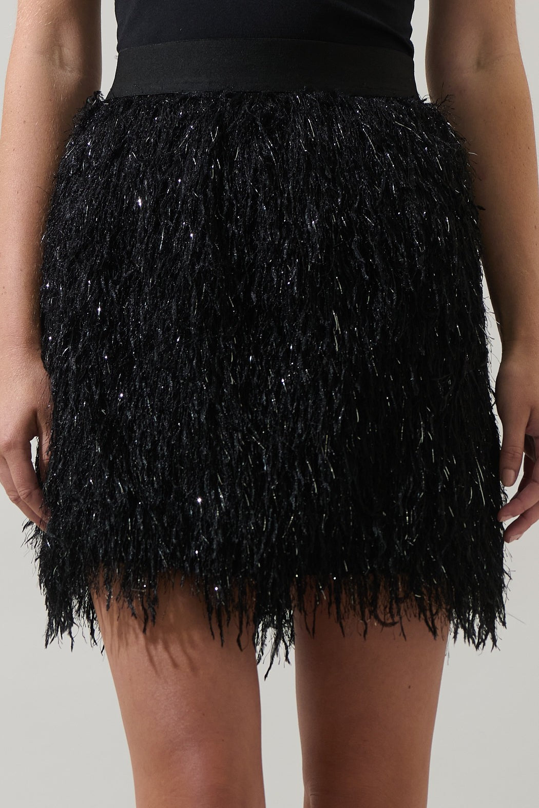 Himari Metallic Fringe Mini Skirt