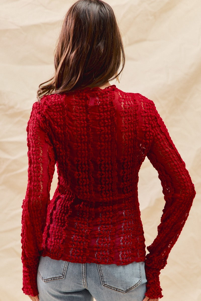 Christal Christmas Stretched Sheer Lace Top