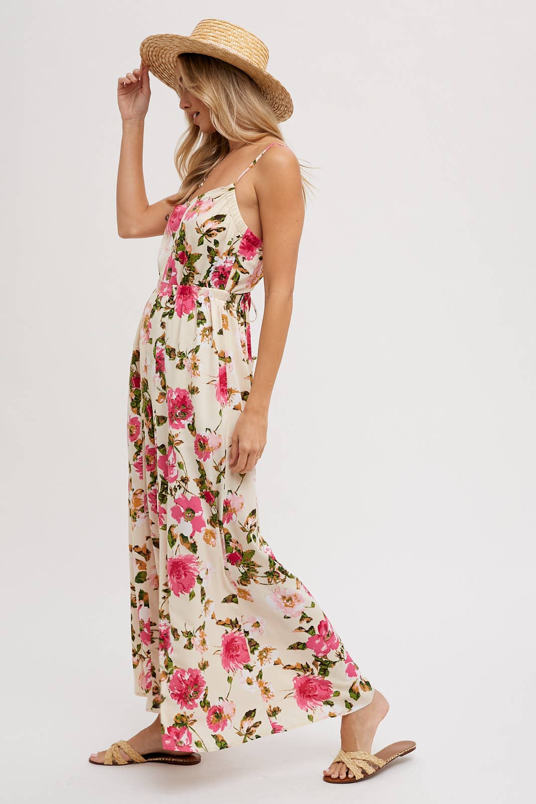 Open Back Floral Jumpsuit